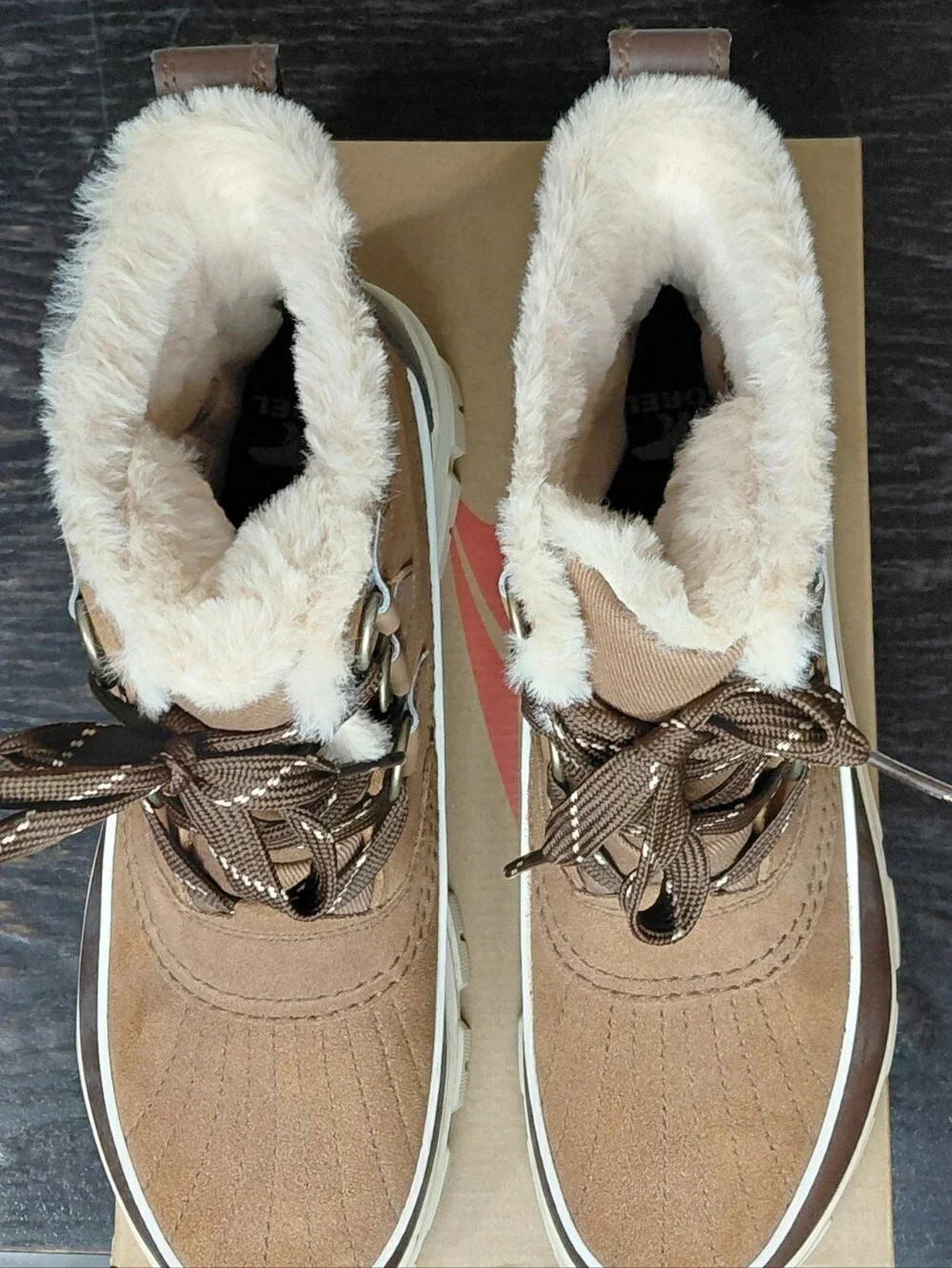 Sorel Tan and Cream Faux-Fur Lined Winter Boots - Women's Size 10